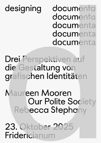 Ein großes "d" ist Zentrales Element des Plakats. In schwarzen Buchstaben sind wichtige Informationen zu sehen.