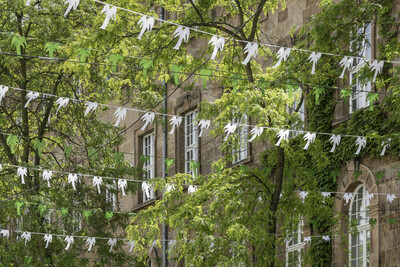 Palmen-Wimpelketten in der Stadt