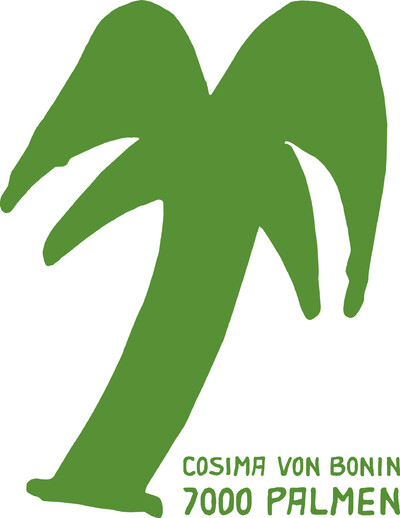 Grüne Palme mit Text "Cosima von Bonin: 7000 Palmen"
