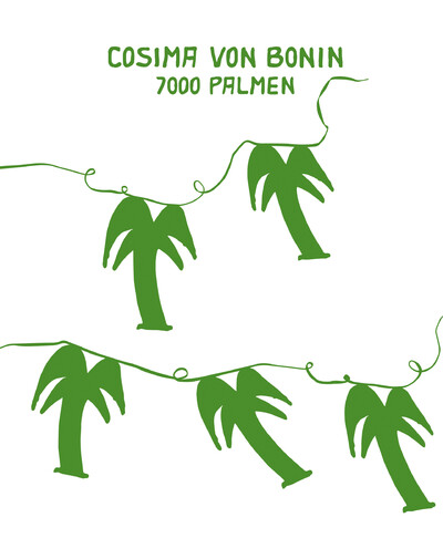 Eine Grafik mit grünen Palmen Wimpelketten.