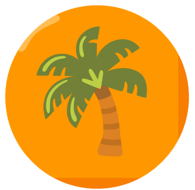 Ein Button mit einer Palme drauf.