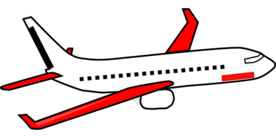 Ein Flugzeug fliegt durch die Luft. Mit dem Flugzeug kann man weit reisen.