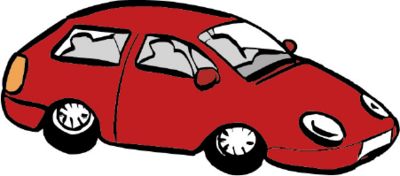 Ein rotes Auto steht da. Mit dem Auto kann man fahren.