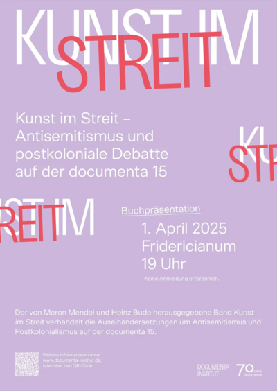 Veranstaltungsplakat in lila mit weißer Schrift.