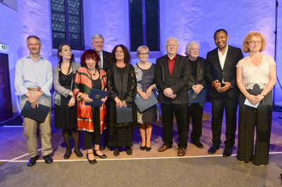 The documenta Artistic Directors were honoured with the 2015 Hessian Culture Prize. This photo shows the award winners.