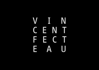 black background, with white lettering VINCENT FECTEAU.