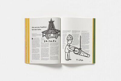 Innenansicht mit Text und Illustrationen